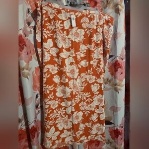 Old Navy Orange Floral Midi Skirt